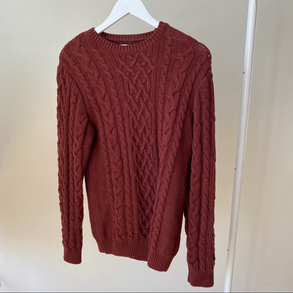 ZARA // red cable knit sweater